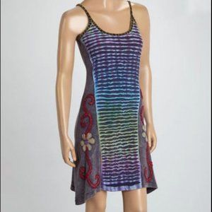 Slate Embroidered Tie-Dye Tank Dress